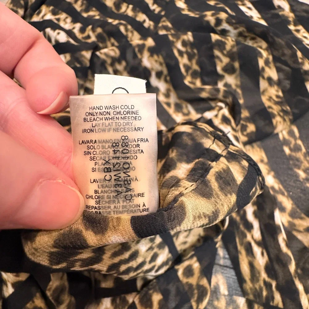 Calvin Klein Infinity Scarf‎ Leopard Print Black Gold Cheetah Zebra Stripes